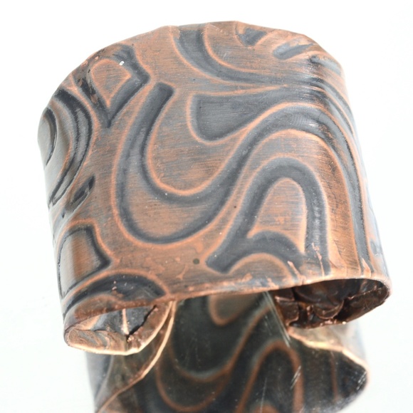 Psychedelic Hippie Copper Cuff Bracelet Boho Rustic Trippy Solid Handmade Gift - Picture 2 of 8